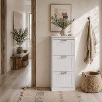 Wyld Haus Naravi Vino Slim White 3 Drawer Shoe Cabinet Stores Up to 15 Pairs