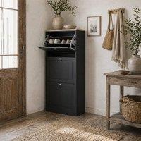 Wyld Haus Rani Black Compact 3 Drawer Shoe Cabinet