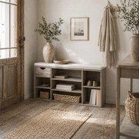Wyld Haus Neba Grey Wooden Shoe Storage Bench with Cushioned Seat