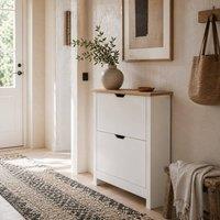 Wyld Haus Sakeno Slim High Gloss White Shoe Cabinet 2 Flip Drawers
