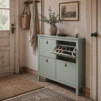 Wyld Haus Margarita Mint Green 4 Drawer Shoe Cabinet with Faux Leather Handles