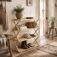 Wyld Haus Taseyo Sori Natural Bamboo 4 Tier Folding Shoe Rack