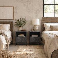 Wyld Haus Halapa Set of 2 Dark Grey Bedside Tables with Drawer & Shelf