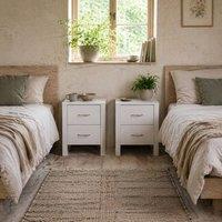 Wyld Haus Sovise Set of 2 White Wooden Bedside Tables with 2 Drawers