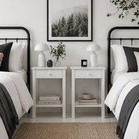 Wyld Haus Maco Set of 2 White Wooden Bedside Tables with Drawer & Bottom Shelf