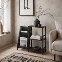 Wyld Haus Nobalo Rustic Brown 3 Tier Wooden Side Table