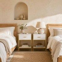Wyld Haus Fimase Set of 2 White Bedside Tables with Drawer & Shelf
