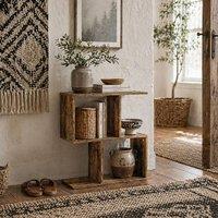 Wyld Haus Rose Rustic Brown Narrow S Shaped Side Table with 3 Tier Shelves