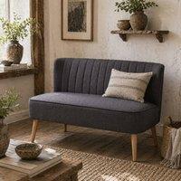 Wyld Haus Kecoba Dark Grey Compact 2 Seater Sofa Padded Seat Wooden Legs
