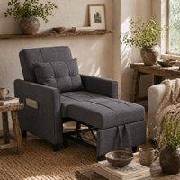 Wyld Haus Remina Linen Look Grey 3 in 1 Single Chair Bed
