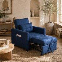 Wyld Haus Haso Linen Look Dark Blue Single Sleeper Chair