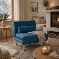 Wyld Haus Lavili Keno Linen Look Blue Single Sleeper Chair