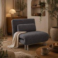 Wyld Haus Tomi Safi Charcoal Grey Velvet Feel 3 in 1 Single Sleeper Chair