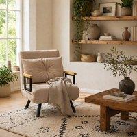 Wyld Haus Elvael Velvet Beige 4 in 1 Convertible Single Chair Bed with Cushion
