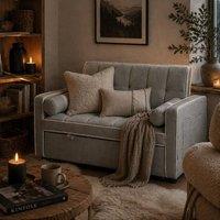 Wyld Haus Tapa 2 Seater Linen Effect Sofa Bed Light Grey with White Trim