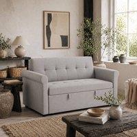 Wyld Haus Rekano Grey Velvet Feel 2 Seater Sofa Bed with Tufted Upholstery