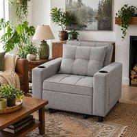 Wyld Haus Soliri Light Grey 3 in 1 Convertible Single Sofa Bed Tufted Cushion