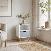 Wyld Haus Tapayo Scandinavian Wooden Bedside Table with Drawer & Shelf in White