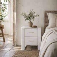 Wyld Haus Tocoma White 2 Drawer Bedside Table with Silver Handles