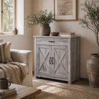 Wyld Haus Toro Noyo Grey Grain Farmhouse Sideboard with Sliding Barn Doors