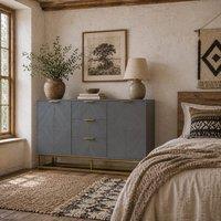 Wyld Haus Veli Grey Sideboard 3 Drawers 2 Doors Adjustable Shelves