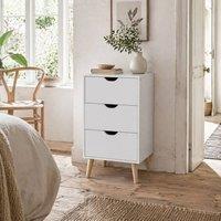 Wyld Haus Rato 3 Drawer White Bedside Table with Natural Pine Legs