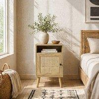 Wyld Haus Nepale Natural Rattan Bedside Table with Drawer & Shelf
