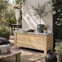 Wyld Haus Keno Fava 155L Panelled Wood & Galvanised Metal Outdoor Storage Box in Natural