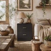 Wyld Haus Rapa Raka Black 2 Drawer Bedside Table