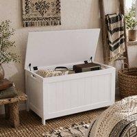 Wyld Haus Halumo White Wooden Panelled Blanket Storage Chest