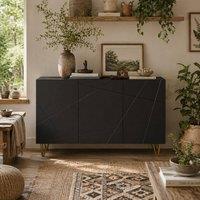 Wyld Haus Fayosa High Gloss Black Sideboard Gold Hairpin Legs