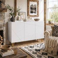 Wyld Haus Sarota High Gloss White Sideboard with Gold Tone Hairpin Legs