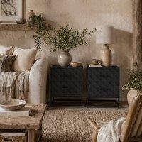 Wyld Haus Roel Set of 2 Black Bedside Tables with 2 Drawers & Steel Legs