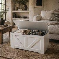 Wyld Haus Kamari 100L White Wood Effect Storage Chest with Safety Hinges