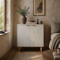 Wyld Haus Redi Sora White & Gold Ribbed Sideboard L76.5 x D39 x H77cm