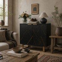 Wyld Haus Nomi Black & Gold Ribbed Sideboard L76.5 x D39 x H77cm