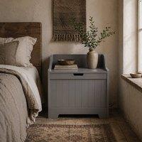 Wyld Haus Ralofa Grey Storage Chest 61L Compact MDF Box with Safety Hinge