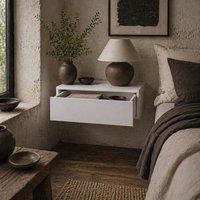 Wyld Haus Sosa White Wall Mounted Floating Bedside Table with Drawer