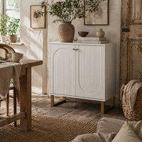 Wyld Haus Tarezi Nedi White 2 Door Sideboard with Gold Accents
