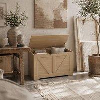 Wyld Haus Yolu Vina 100L Natural Wood Effect Storage Chest with Safety Hinges