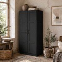 Wyld Haus Corarani Black 2 Door Wardrobe with Hanging Rail & Shelves