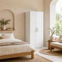 Wyld Haus Coravello 2 Door White Wardrobe with Hanging Rail & Shelves