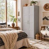 Wyld Haus Coralani 2 Door Grey Wardrobe Hanging Rail & Shelves
