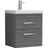 Balterley Millwich 2 Drawer Vanity Basin Unit, Anthracite Woodgrain, 500mm in Grey