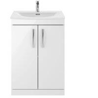 Balterley Millwich Contemporary 2 Door Vanity Basin Unit, Gloss White, 600mm in White