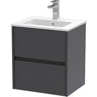 Balterley Chartley 2 Drawer Wall Hung Vanity Basin Unit, Graphite Grey, 500mm in Grey