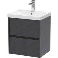 Balterley Chartley 2 Drawer Wall Hung Vanity Basin Unit, Graphite Grey, 500mm in Grey