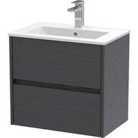 Balterley Chartley 2 Drawer Wall Hung Vanity Basin Unit, Graphite Grey, 600mm in Grey