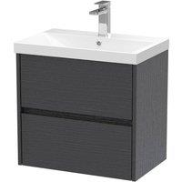 Balterley Chartley 2 Drawer Wall Hung Vanity Basin Unit, Graphite Grey, 600mm in Grey
