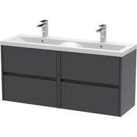 Balterley Chartley 4 Drawer Wall Hung Vanity Basin Unit, Graphite Grey, 1200mm in Grey